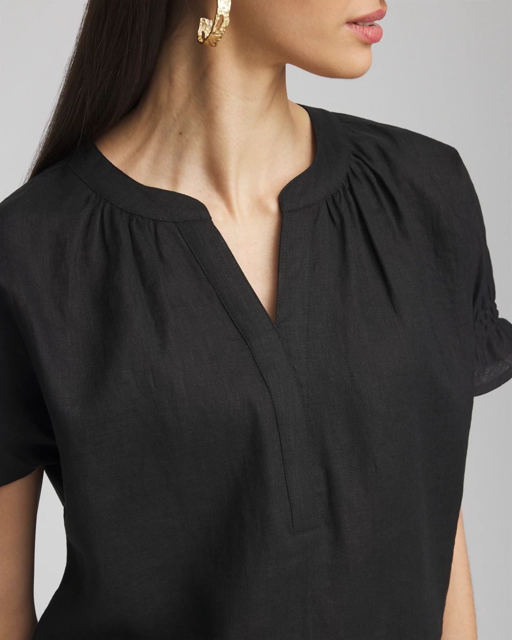 Linen Flutter-Sleeve Popover Top | Chico's